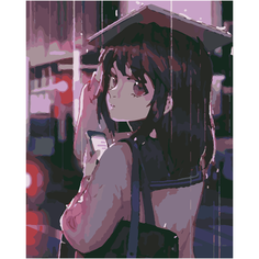 Картина по номерам HOBRUK "Девушка под дождем" 40*50см