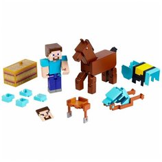Набор фигурок Minecraft Стив и лошадь в броне GLC78 Mattel