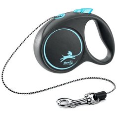 Поводок-рулетка для собак Flexi Black Design XS тросовый голубой 3 м