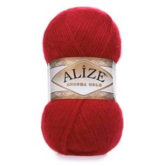Пряжа Alize Angora Gold однотонная, 20 % шерсть, 80 % акрил, 100 г, 550 м, 106 красный