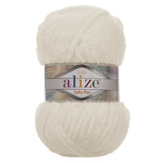 Пряжа Alize Softy Plus, 100 г, 120 м, 5 шт., 62 светло-молочный