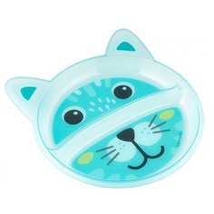 Тарелка Canpol Babies Animals с разделением (74/005), бирюзовый/котенок