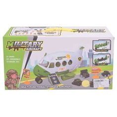 Набор с машинками Наша Игрушка Самолет, машины инерционные 4 шт, предметы 13 шт, фигурка, наклейка (2019S)