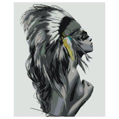 Дочь вождя (больше серых тонов) Раскраска картина по номерам на холсте KTMK-56498 40х50