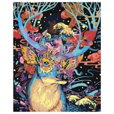 Олень в золотой маске Раскраска картина по номерам на холсте RA232 40х50