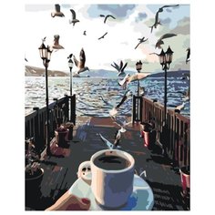 Кофе на причале Раскраска по номерам на холсте Живопись по номерам KTMK-001144 40х50