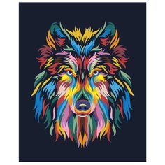 Радужный взгляд волка Раскраска картина по номерам на холсте PA140 40х50