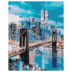 Бруклинский мост на рассвете Раскраска картина по номерам на холсте KTMK-33943-1 40х50