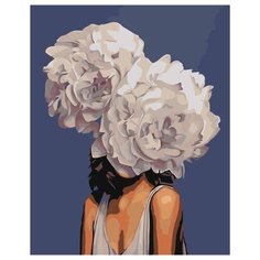 Девушка с белыми пионами Раскраска картина по номерам на холсте Z-AB225 40х50