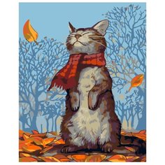 Кот в шарфике Раскраска картина по номерам на холсте A62 40х50