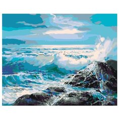 Голубые волны Раскраска картина по номерам на холсте KTMK-606671 40х50