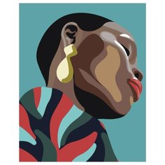 Чернокожая девушка с сережкой Раскраска картина по номерам на холсте RO156 40х50