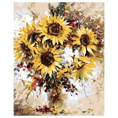 Подсолнухи в вазе Раскраска по номерам на холсте Живопись по номерам KTMK-24662 40х50