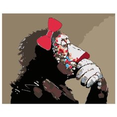 Обезьяна с макияжем Раскраска по номерам на холсте Живопись по номерам ARTH-AH116 40х50