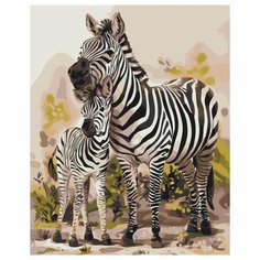 Две зебры Раскраска по номерам на холсте Живопись по номерам Z-AB46 40х50
