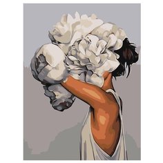 Девушка с цветком Раскраска картина по номерам на холсте Z-AB255 30х40