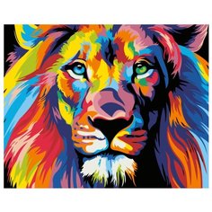 Радужный лев Раскраска картина по номерам на холсте PA03 40х50
