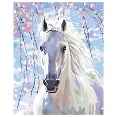 Весенняя лошадь Раскраска по номерам на холсте Живопись по номерам KTMK-13941 40х50