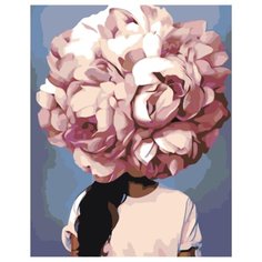 Пионовая цветочная голова девушки Раскраска картина по номерам на холсте EL008 40х50