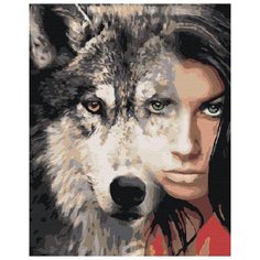 Девушка волчица Раскраска картина по номерам на холсте AIPA-a-dv11 40х50