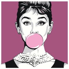 Одри Хепберн с жвачкой Раскраска картина по номерам на холсте RA371 40х40