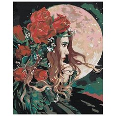 Девушка и луна Раскраска картина по номерам на холсте AAAA-RS034 40х50