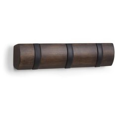 Вешалка настенная Umbra FLIP 3 крючка чёрная-орех
