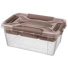 ЯЩИК УНИВЕРСАЛЬНЫЙ С ЗАМКАМИ И ВСТАВКОЙ- ОРГАНАЙЗЕРОМ "GRAND BOX", 290х190х124ММ, 4,2Л (Коричневый) Econova