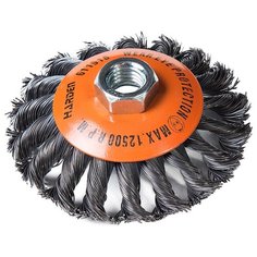 Щетка для УШМ 100 мм М14Х2,0, плоская, крученая металлическая проволока 0,5мм.// HARDEN