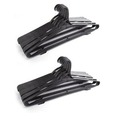 Вешалка-плечики для верхней одежды PlastOn, пластиковая, усиленная, черная, набор 10 шт.