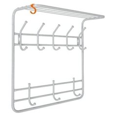 Вешалка ЗМИ, 2х ярусная с полкой, 60 см, для верхней одежды и головных уборов настенная, цвет белое серебро "Антик"