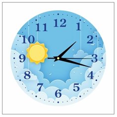 Часы настенные детские "Небо" 25см, плавный бесшумный механизм Моя Печать