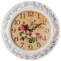 Часы настенные "Любовь и Счастье" круг с узором d=39,5см, корпус белый с золотом,4051-114 Рубин