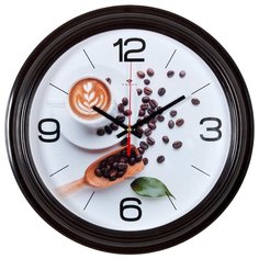 Часы настенные "Любителям кофе" круг d=35см, корпус темно-коричневый, 3527-18 Рубин