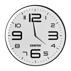 Часы настенные Centek СТ-7101 White 30 см диам., круг, ОБЪЁМНЫЕ ЦИФРЫ, плавный ход
