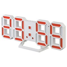 Часы-будильник Perfeo LED "LUMINOUS 2", белый корпус / красная подсветка (PF-6111)
