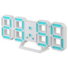 Часы-будильник Perfeo LED "LUMINOUS 2", белый корпус / синяя подсветка (PF-6111)