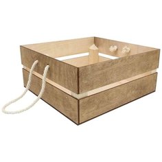 КО-4 Деревянная заготовка из фанеры Кашпо с ручками 25,6*25*12см (дуб) Astra & Craft