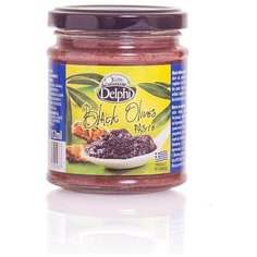 Паста из маслин Delphi 190 г. BLACK OLIVE PASTE (THIRD COUNTRY ORIGIN) IN 212ML JARS 190GR D.W. IN TRAYS OF 12