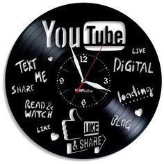 Настенные часы из виниловой пластинки "YouTube" Vinyl Lab