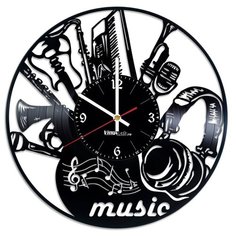 Настенные часы из виниловой пластинки "Музыкальные инструменты" Vinyl Lab
