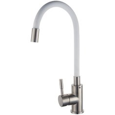 Смеситель для кухни (мойки) Ростовская Мануфактура Сантехники SUS124W-016F однорычажный белый/нерж.сталь