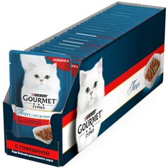Влажный корм для кошек Gourmet Перл Соус Де-люкс, с говядиной 24 шт. х 85 г (кусочки в соусе)