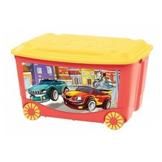 Контейнер Пластишка 58х39х33.5 см с аппликацией красный/желтый