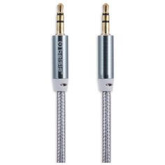 Кабель Belsis BS3004G, Jack 3,5 mm, m - m, вилка - вилка, 1.0 м., серый, стерео, Коробка с EAN
