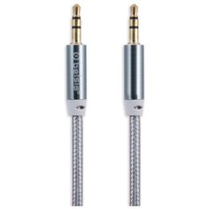 Кабель Belsis BS3004G, Jack 3,5 mm, m - m, вилка - вилка, 1.0 м., серый, стерео, Коробка с EAN