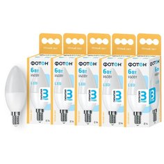 Упаковка светодиодных лампочек ФОТОН LED B35 6W E14 3000K, 5 шт.