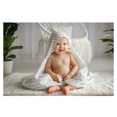 Простынка с уголком муслиновая (для купания) Amarobaby Bath time 120х70 Зигзаг серый