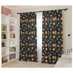 Шторы для детской "Космический мир", 145*260 2шт Сирень