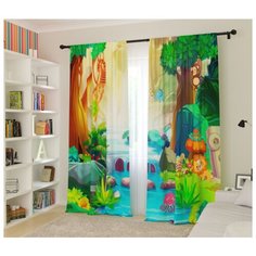 Шторы для детской "Джунгли", 145*260 2шт Сирень